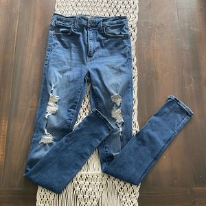 A&F Simone high rise super skinny distressed jeans (LONG)
